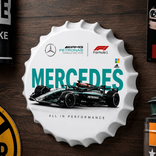 Bottle Caps wall decor sign - Mercedes Petronas - eazy wagon