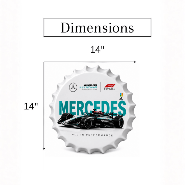 Bottle Caps wall decor sign - Mercedes Petronas - eazy wagon
