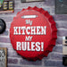 Bottle Caps wall decor sign - My Kitchen My Rules (14"x14") - eazy wagon