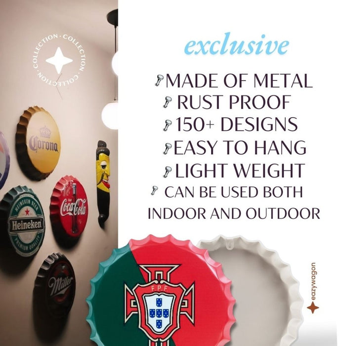 Bottle Caps wall decor sign - Portugal FPF - eazy wagon