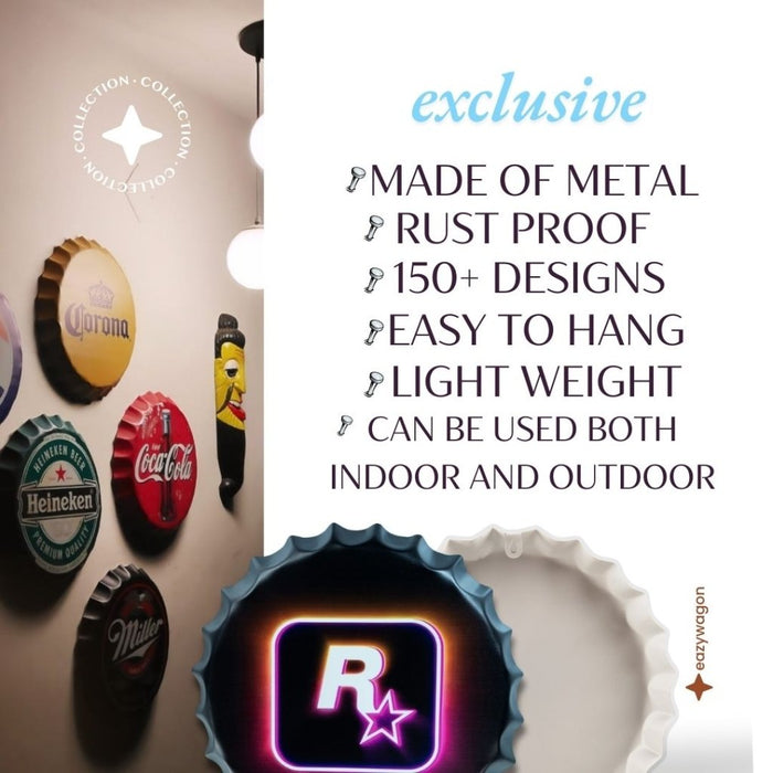 Bottle Caps wall decor sign - Rockstar - eazy wagon