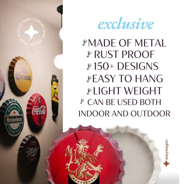 Bottle Caps wall decor sign - Royal Challengers Bangalore - eazy wagon