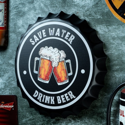 Bottle Caps wall decor sign - Save Water Drink Beer - eazy wagon