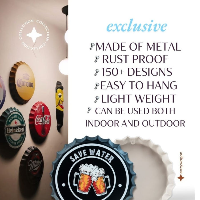 Bottle Caps wall decor sign - Save Water Drink Beer - eazy wagon