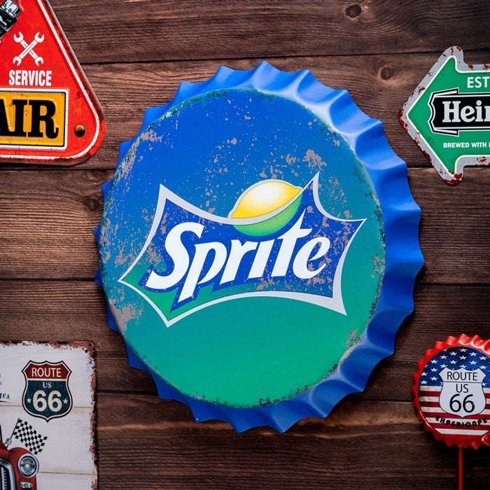 Bottle Caps Wall Decor Sign – Sprite Soft Drink Retro Logo Design - eazy wagon
