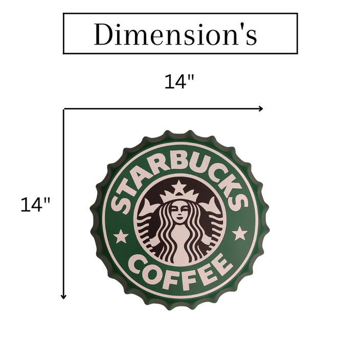 Bottle Caps wall decor sign - Starbucks Coffee (14"x14") - eazy wagon