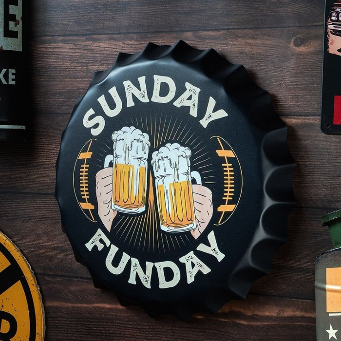 Bottle Caps wall decor sign - Sunday Funday - eazy wagon