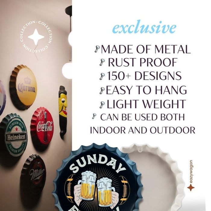 Bottle Caps wall decor sign - Sunday Funday - eazy wagon