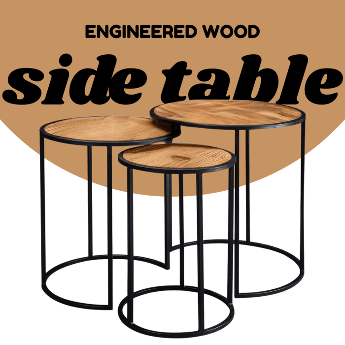 Coffee Table - 3 in 1 set Compact Modern Round (Beige) - eazy wagon