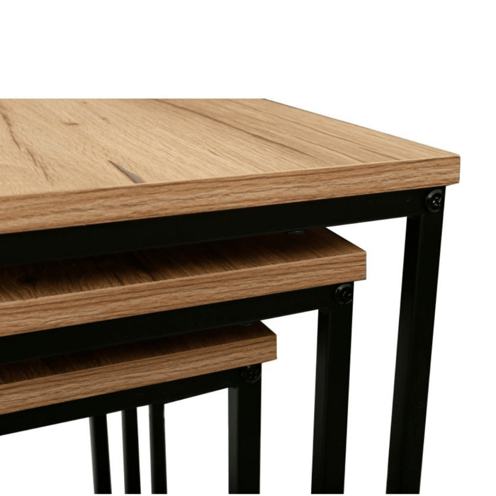 Coffee Table - 3 in 1 set Compact Modern Square (Beige) - eazy wagon