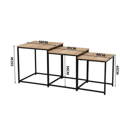 Coffee Table - 3 in 1 set Compact Modern Square (Beige) - eazy wagon