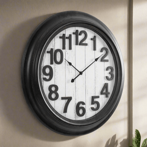 Fiber Clock - Numeric Big wooden design - Black (30"dia) - eazy wagon