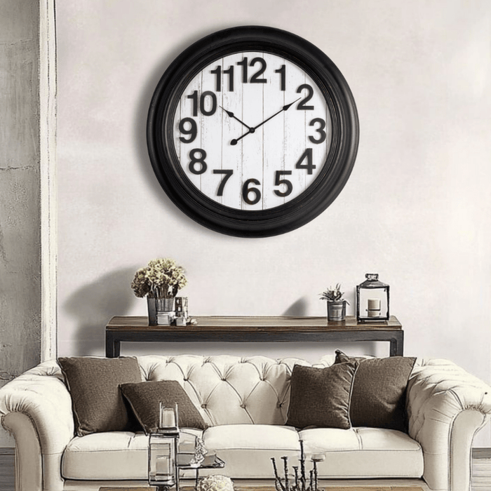 Fiber Clock - Numeric Big wooden design - Black (30"dia) - eazy wagon