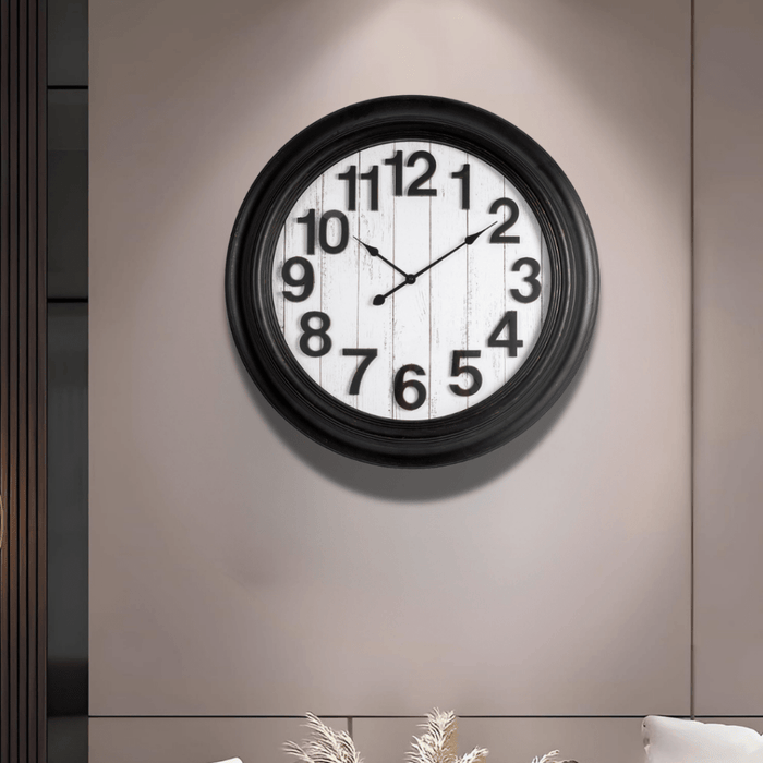 Fiber Clock - Numeric Big wooden design - Black (30"dia) - eazy wagon