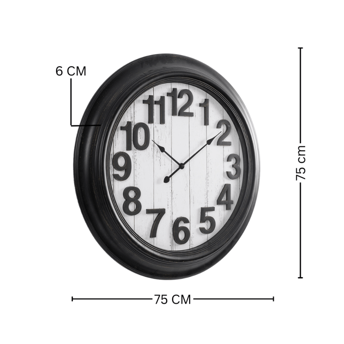Fiber Clock - Numeric Big wooden design - Black (30"dia) - eazy wagon