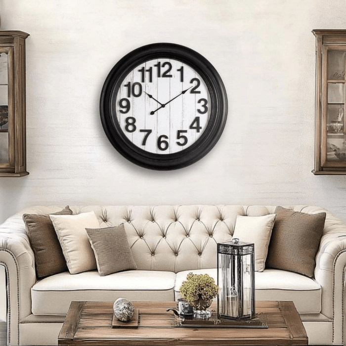 Fiber Clock - Numeric Big wooden design - Black (30"dia) - eazy wagon