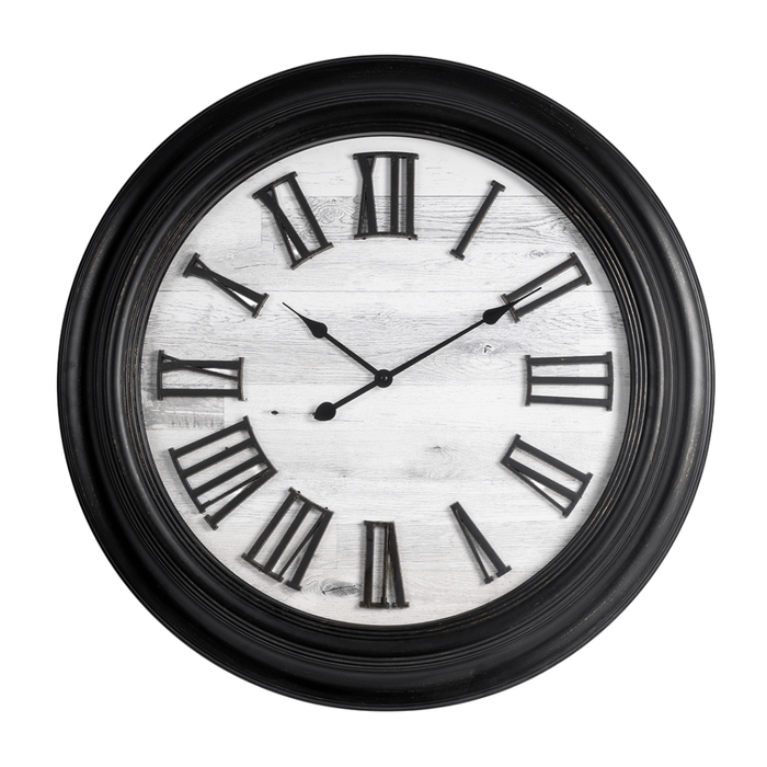 Fiber Clock - Roman Big wooden design - Black (30"dia) - eazy wagon