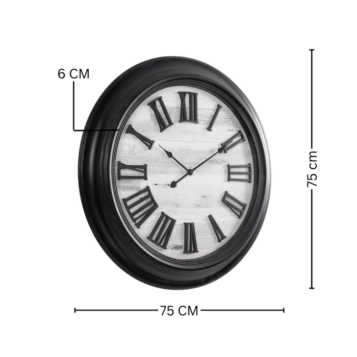 Fiber Clock - Roman Big wooden design - Black (30"dia) - eazy wagon