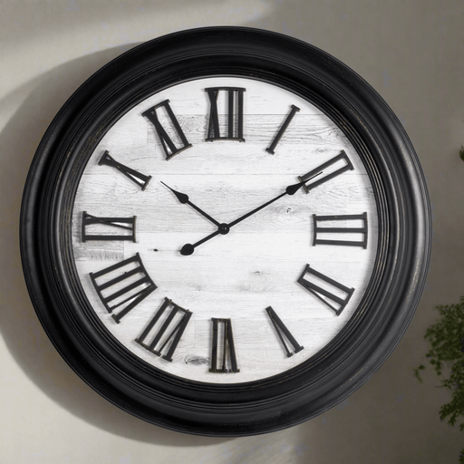 Fiber Clock - Roman Big wooden design - Black (30"dia) - eazy wagon