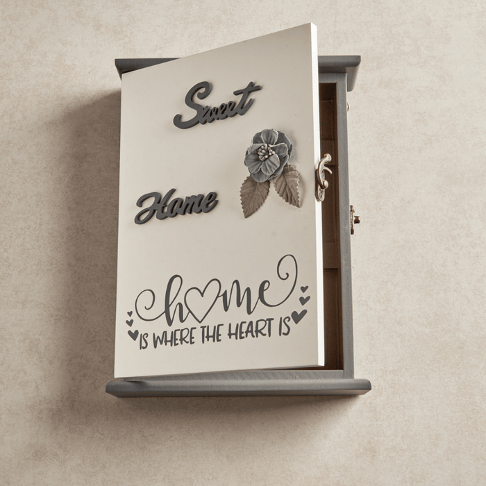 Key Box Wall Hanging - Sweet Home Is Where The Heart Is (5 Hooks) - eazy wagon
