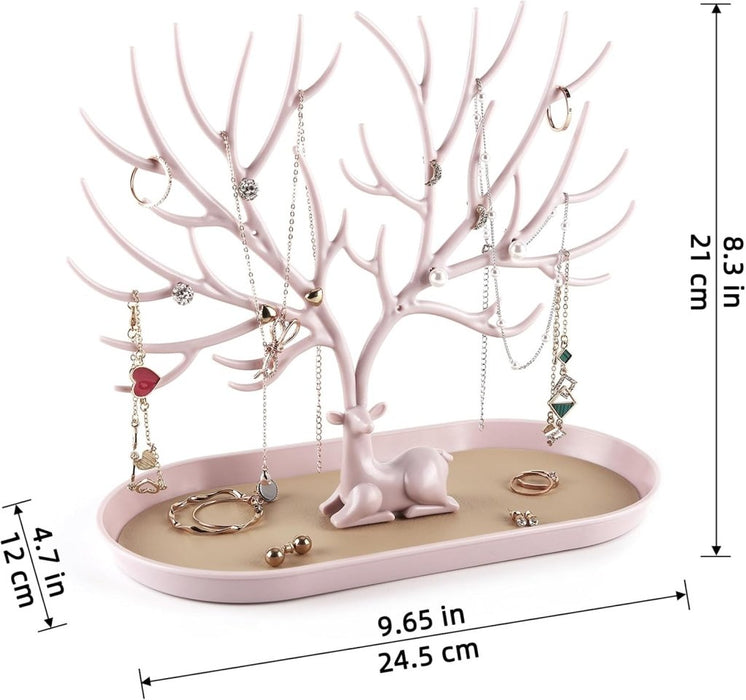 Key holder, Necklace Holder, Bracelet Stand Jewelry Organizer Jewelry Tree Decorative Tray (Pink) - eazy wagon
