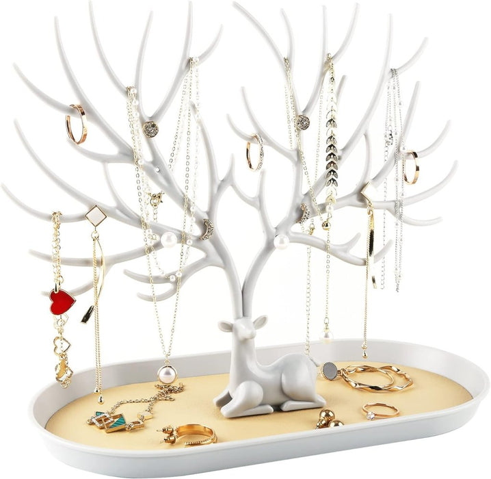 Key holder, Necklace Holder, Bracelet Stand Jewelry Organizer Jewelry Tree Decorative Tray (White) - eazy wagon