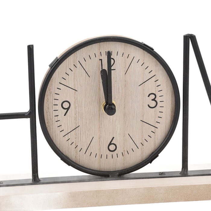 Wooden Metal Letter Clock - Home (Black)