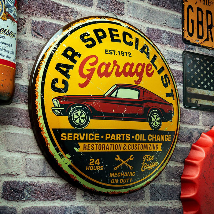 Metal Shield wall decor - Car Specialist Garage (16x16") - eazy wagon