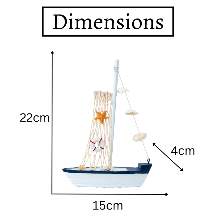 Mini Wooden Sailboat Model Decoration - Dark Blue Border - eazy wagon
