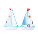 Mini Wooden Sailboat Model Decoration - Light Blue Border - eazy wagon