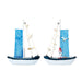 Mini Wooden Sailboat Model Decoration - Light Blue Border - eazy wagon