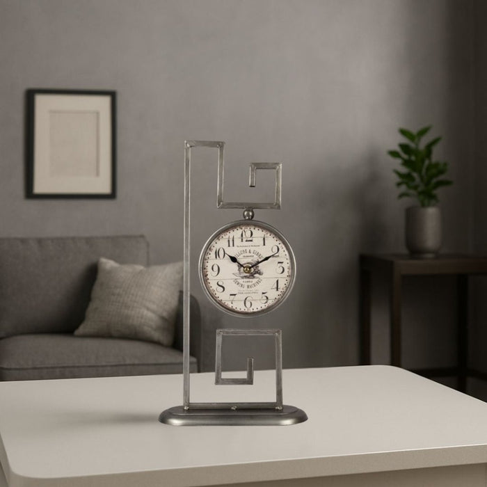 Model Clock – Geometric Antique Silver Finish - eazy wagon
