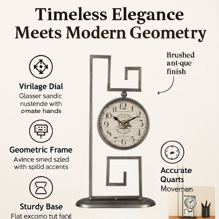 Model Clock – Geometric Antique Silver Finish - eazy wagon