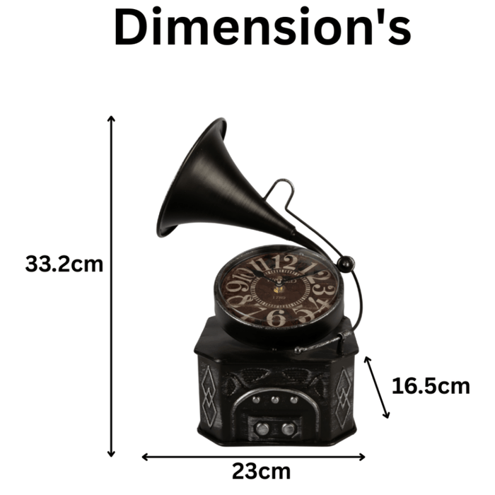 Model Clock - Retro Gramophone Clock black - eazy wagon