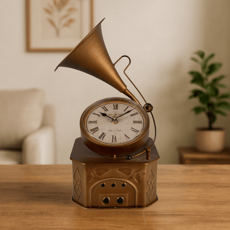 Model Clock - Retro Gramophone Clock Gold - eazy wagon
