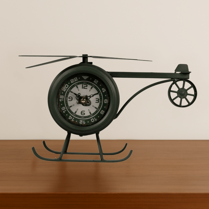 Model Clock - Retro Helicopter Clock Green - eazy wagon