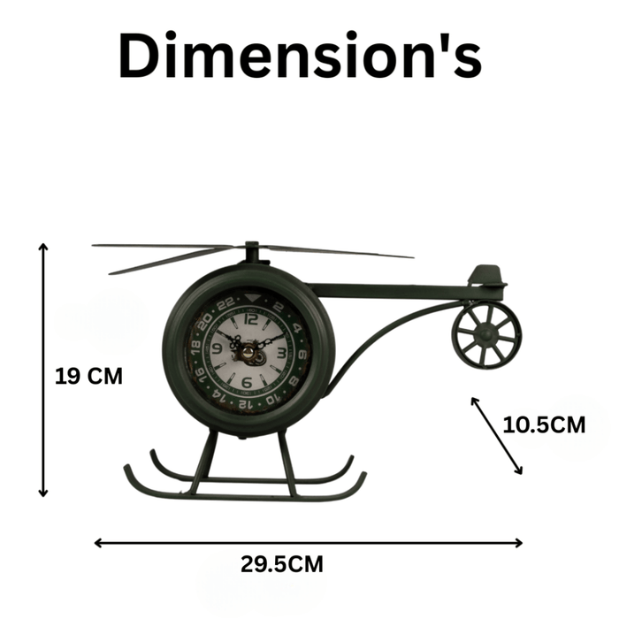 Model Clock - Retro Helicopter Clock Green - eazy wagon