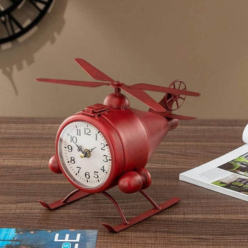 Model Clock - Retro Red Aircraft Design Clock - Red - eazy wagon