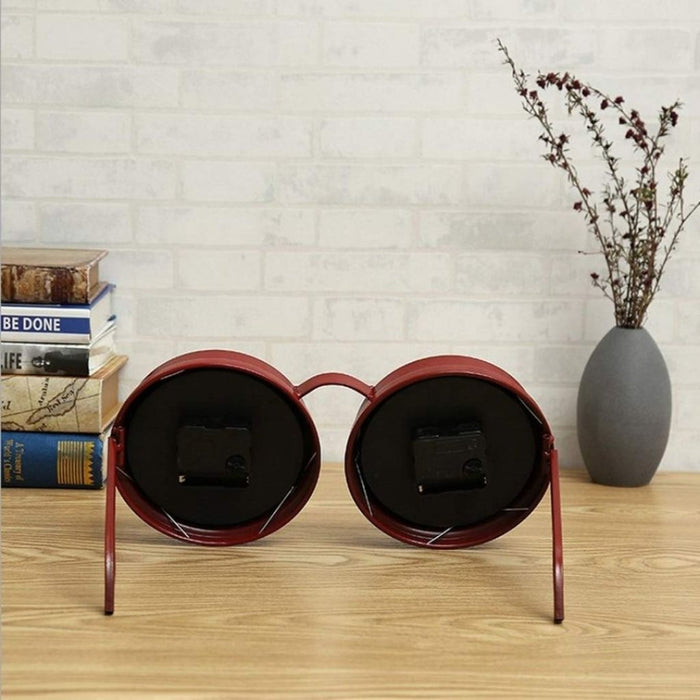 Model Clock - Vintage Dual‑Time Glasses clock - Red - eazy wagon