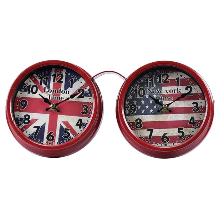 Model Clock - Vintage Dual‑Time Glasses clock - Red - eazy wagon