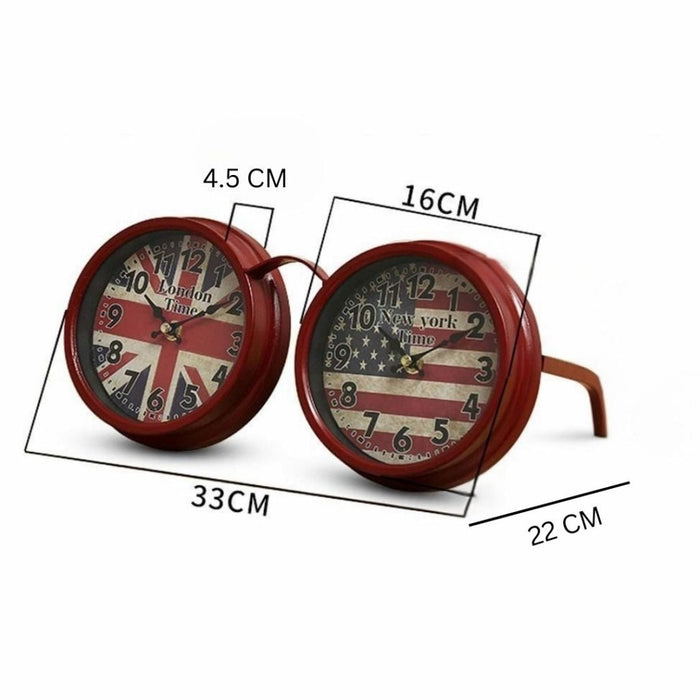 Model Clock - Vintage Dual‑Time Glasses clock - Red - eazy wagon