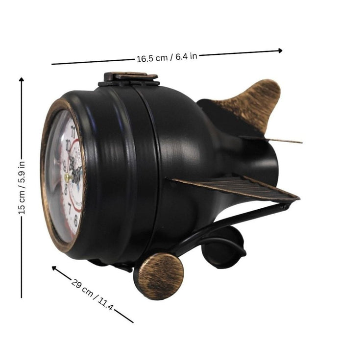 Model Clock - Vintage Fighter Plane Shaped clock - Black - eazy wagon