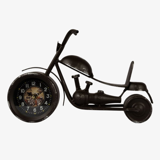 Model Clock - Vintage Motorbike Shaped clock - Black - eazy wagon