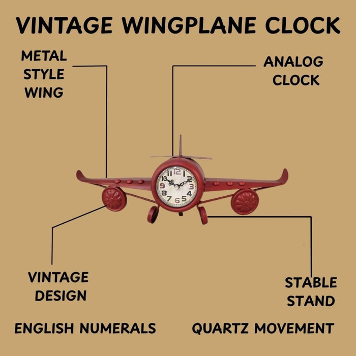 Model Clock - Vintage Wingplane clock - Red - eazy wagon