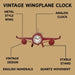 Model Clock - Vintage Wingplane clock - Red - eazy wagon