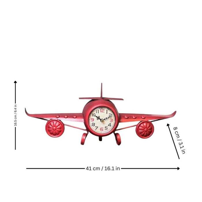 Model Clock - Vintage Wingplane clock - Red - eazy wagon
