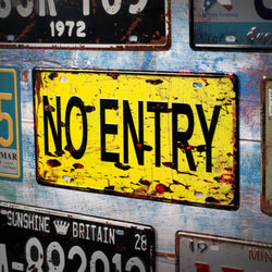 Number Plates wall sign - No Entry Rustic