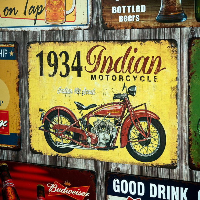 Number Plates Big wall sign - 1934 Indian Motorcycle - eazy wagon