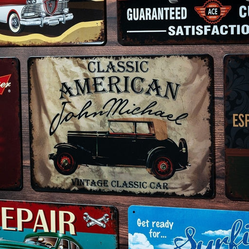 Number Plates Big Wall Sign – Classic American Vintage Car - eazy wagon