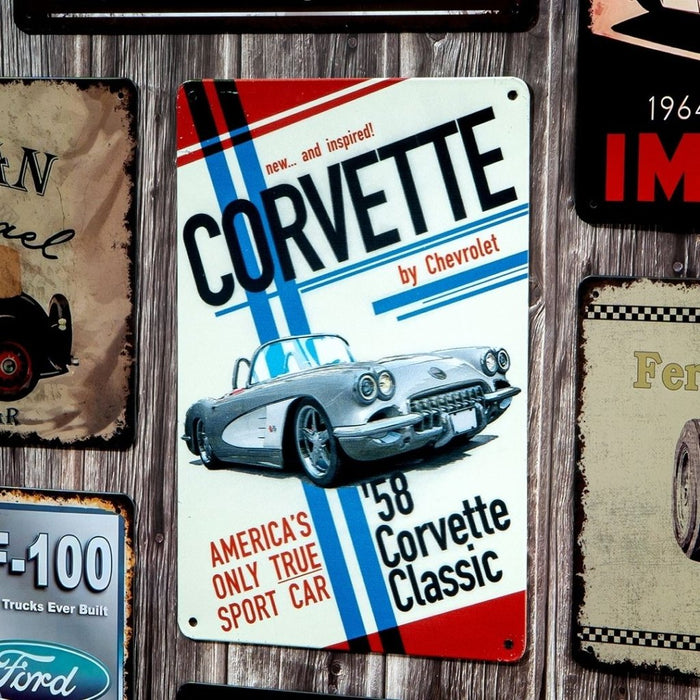 Number Plates Big Wall Sign – Corvette 58 Corvette Classic - eazy wagon